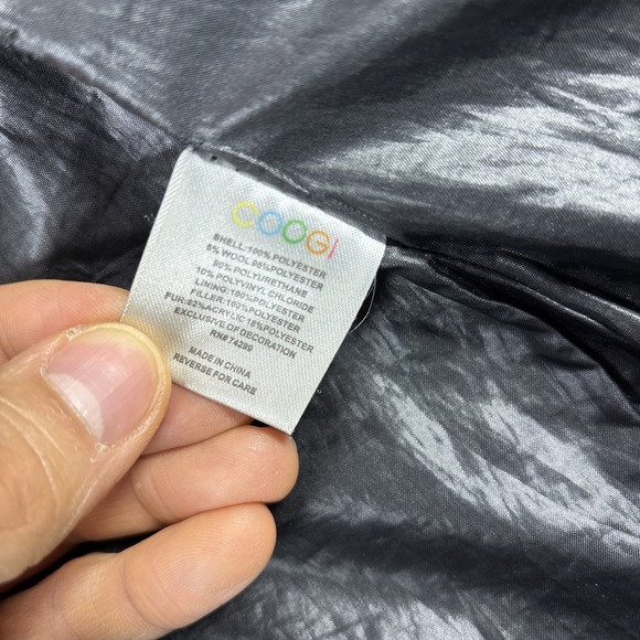 Vtg COOGI Women Sz L puffer jacket black With gold sparkle Belt Full Zip 80s 90s - Picture 8 of 9